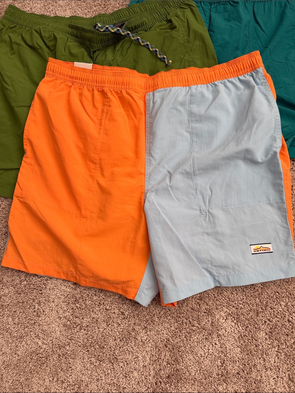 Colorblock Orange & Light Blue Swim Shorts + Green & Teal - Picture 2 of 9